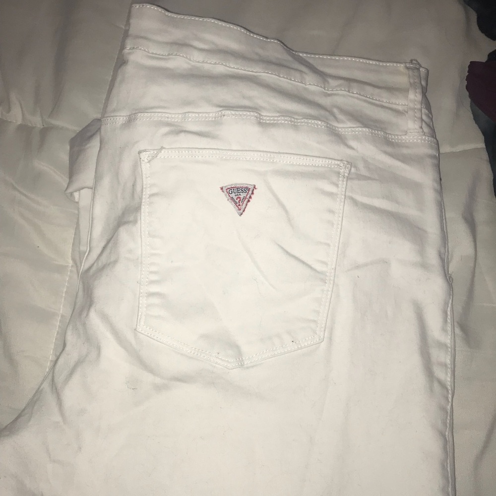 Mid-rise white jeans